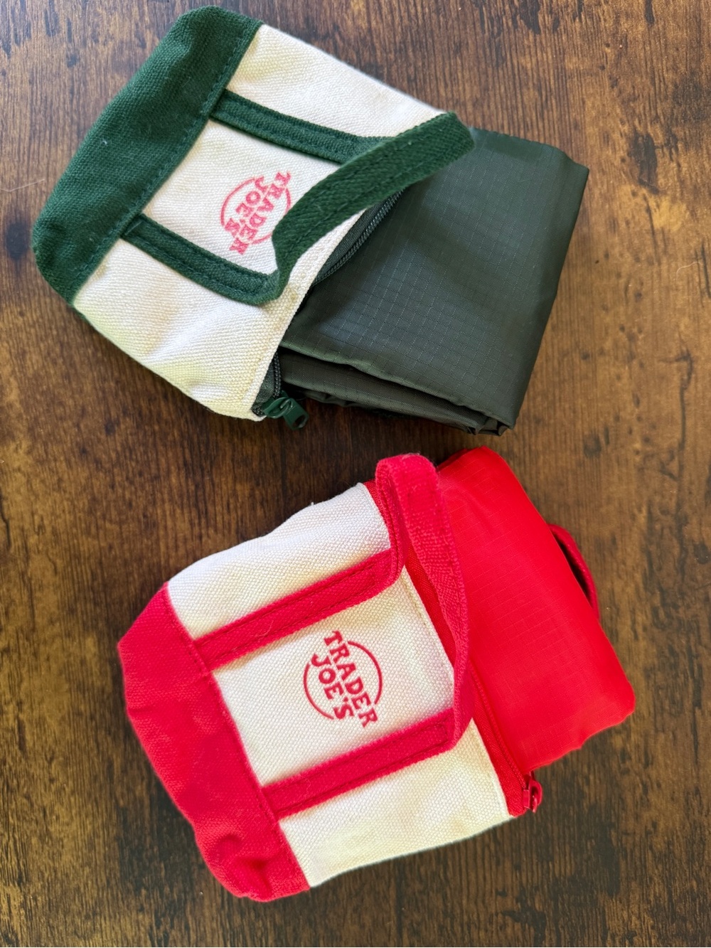 Trader Joe's Mini Tote Pouches — Red & Forest Green - Picture 3 of 6